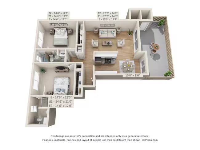 E,E1,E2 floor plan