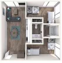 2x1 5th Floor Private Bedroom floor plan