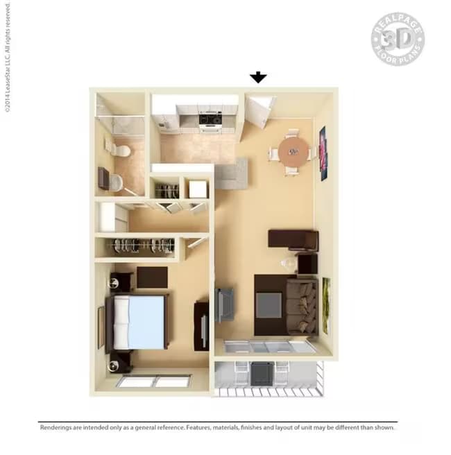 One Bedroom 413 floor plan